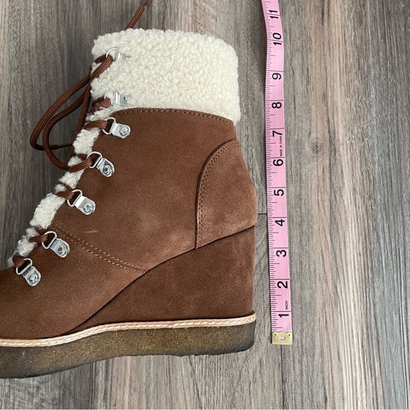 Steve Madden | Marcel Faux Shearling Wedge Ankle Boots Womens Size 7M - Picture 6 of 10